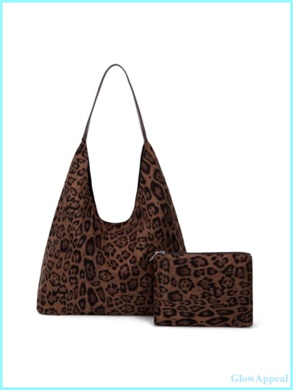 Faux Suede Leopard Hobo Tote Bag Women Large Capacity Work Purse Shoulder